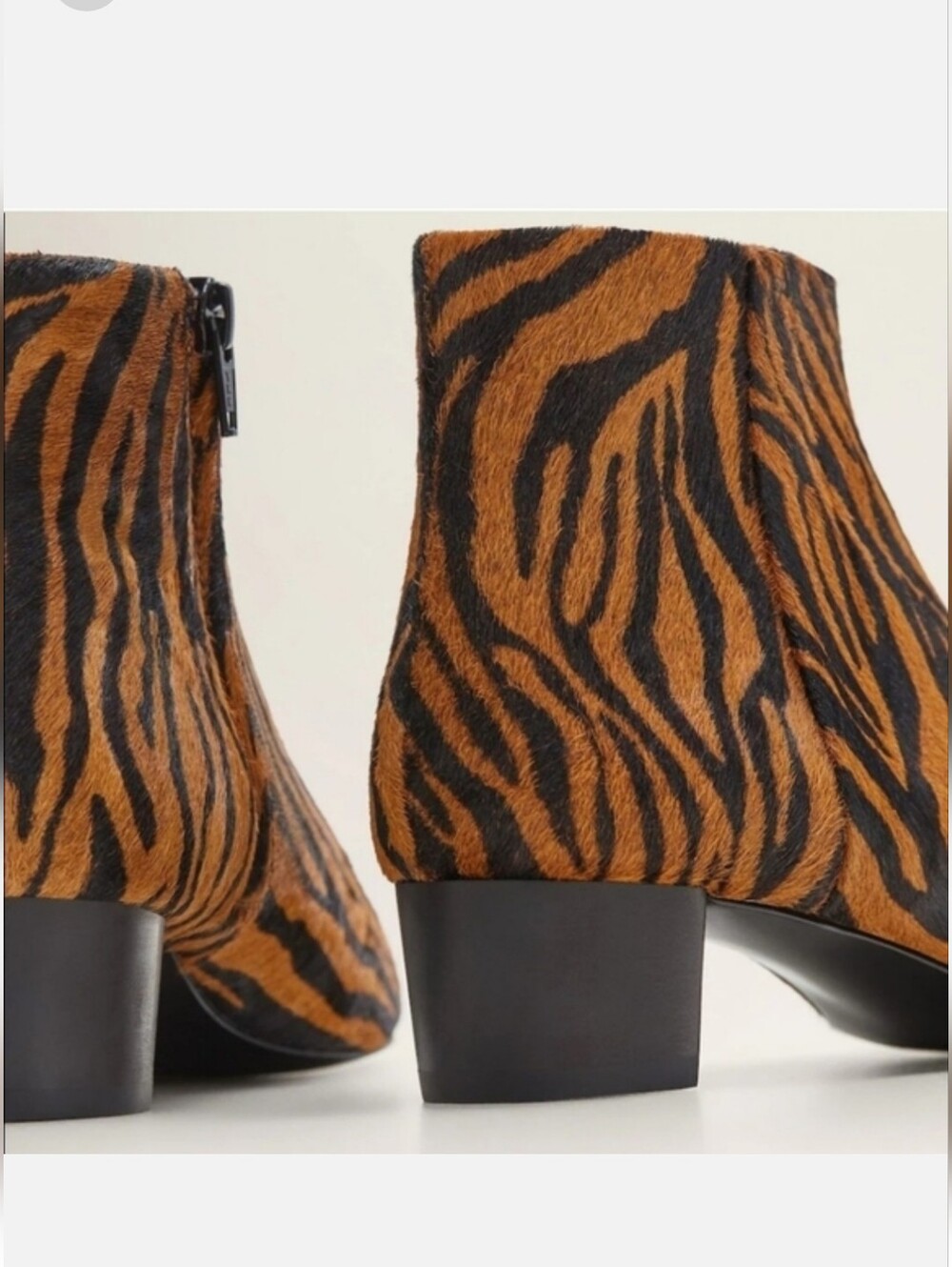 MANGO Genuine Calf Hair Zebra/Tiger Print Unique Festival Ankle Boots size 37
